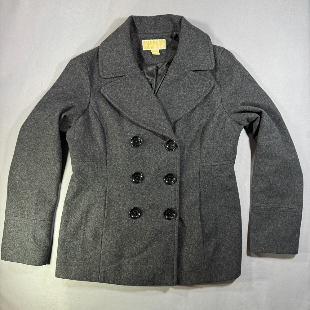 VTG Michael Kors Womens Wool Blend Double Breasted Pea Coat Jacket Gray Medium M